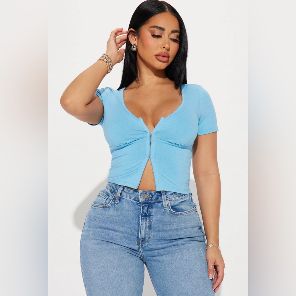 Rosalie Hook And Eye Top - Blue
